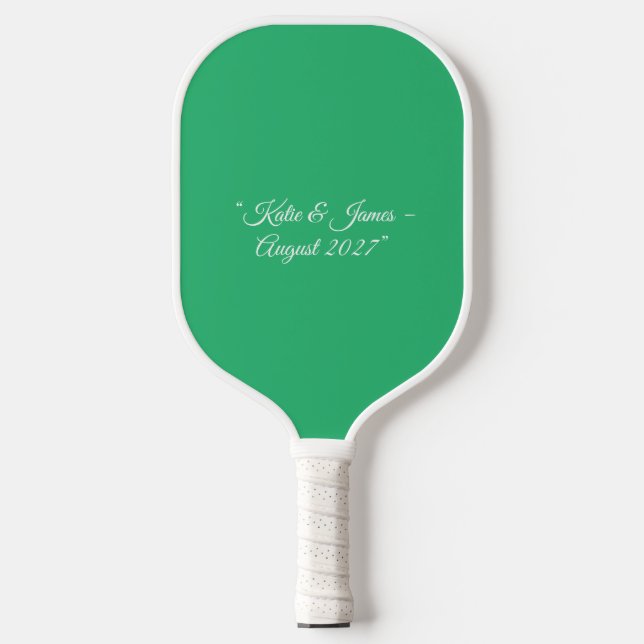 Flat Mint Green Background – Wedding Design Pickleball Paddle (Front)