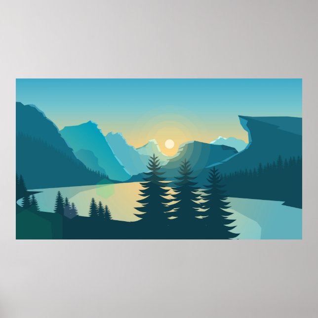  Flat mountains background Poster (Front)