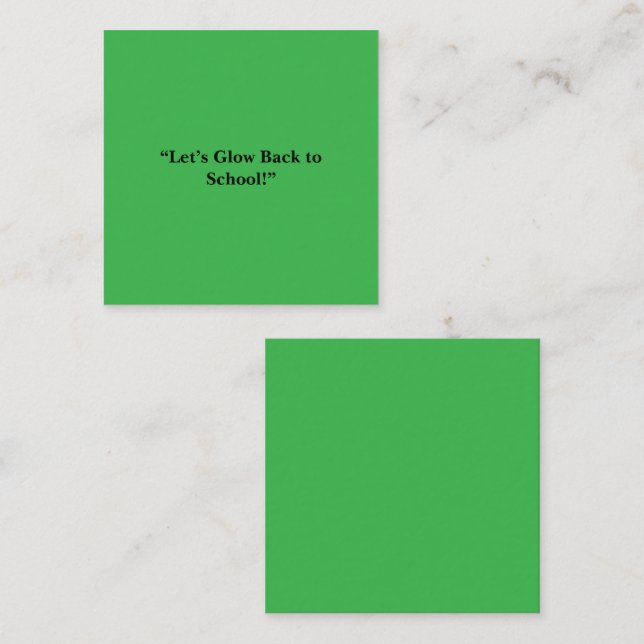 Flat Neon Green Background – School Texture Square Business Card (Front/Back)