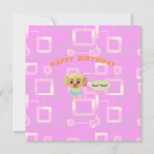 Flat Note Card Birthday Pink Geometric Baby Girl