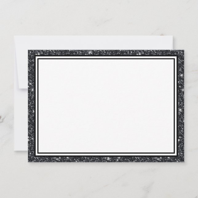 Flat Note Card-Black Glitter Border Card (Front)