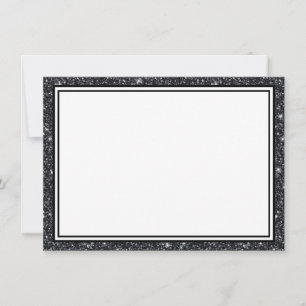 Flat Note Card-Black Glitter Border Card
