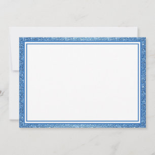 Flat Note Card-Blue Glitter Border Card