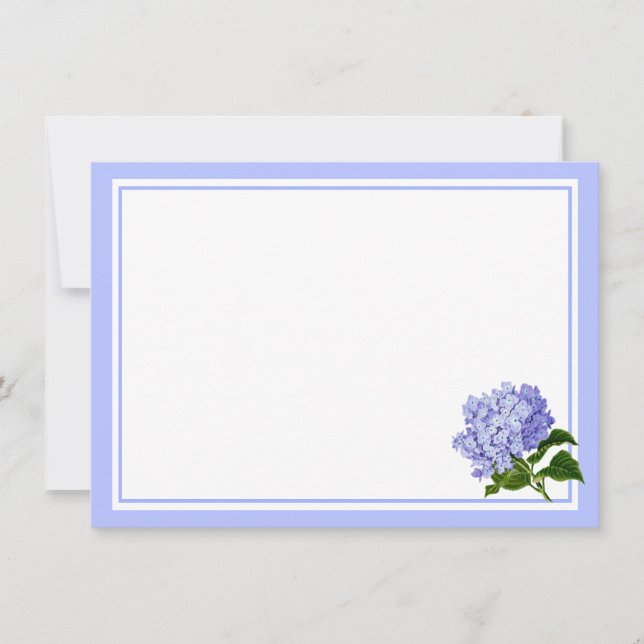 Flat Note Card-Blue Hydrangea Card (Front)
