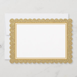 Flat Note Card-Gold Glitter Border Card