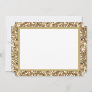 Flat Note Card-Gold Glitter Border Card