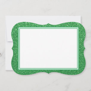 Flat Note Card-Green Glitter Border Card