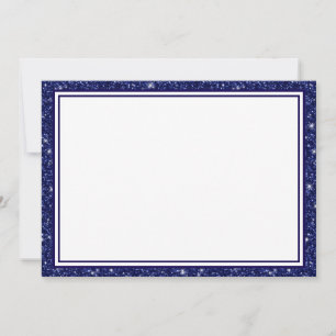 Flat Note Card-Navy Blue Glitter Border Card