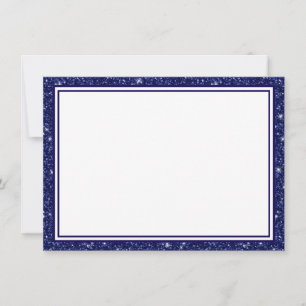 Flat Note Card-Navy Blue Glitter Border Card