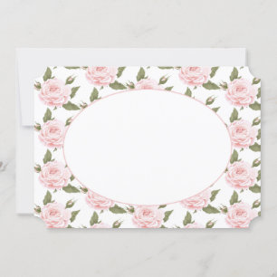Flat Note Card or Invite-Vintage Pink Roses