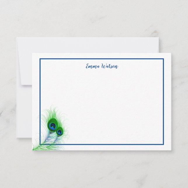 Flat Note Card-Peacock Feathers Card (Front)