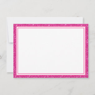 Flat Note Card-Pink Glitter Border Card
