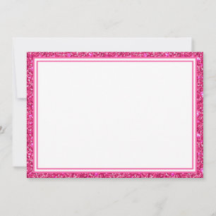 Flat Note Card-Pink Glitter Border Card