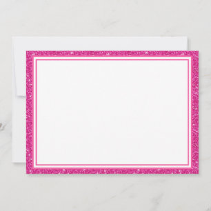 Flat Note Card-Pink Glitter Border Card