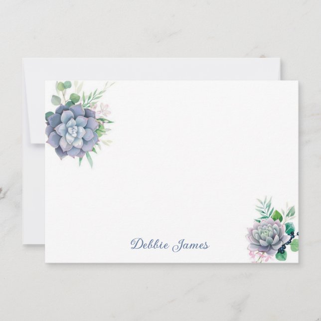 Flat Note Card-Succulents Card (Front)