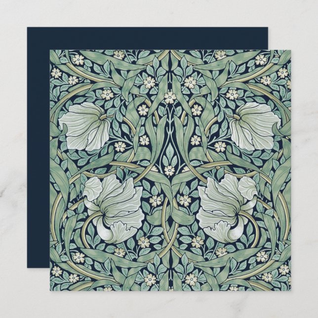 FLAT NOTE CARD : WILLIAM MORRIS : PIMPERNEL (Front/Back)