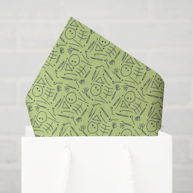 Flat Pack Skeleton -Zombie Green Tissue Paper (Gift Bag)