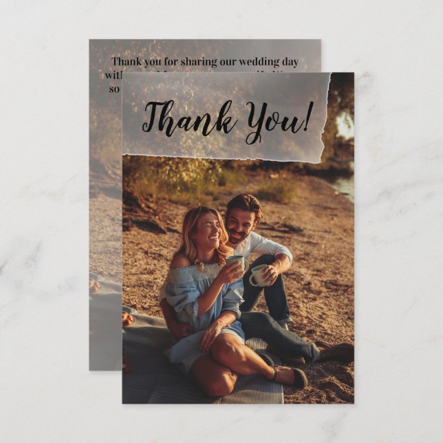 Flat Panel Wedding Photo Thank You Card (Front/Back)