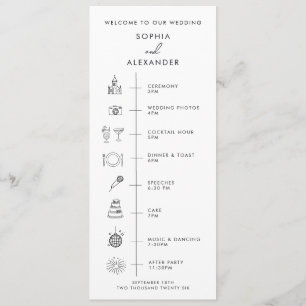 Flat Program Minimalist Timeline for a Modern Wedd Programme