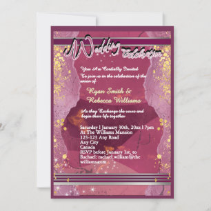 Flat Purple Marble Wedding Invitation 