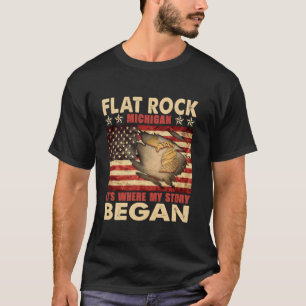 Flat Rock Michigan USA Flag 4th Of July Long Sleev T-Shirt