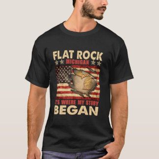Flat Rock Michigan USA Flag 4th Of July Long Sleev T-Shirt