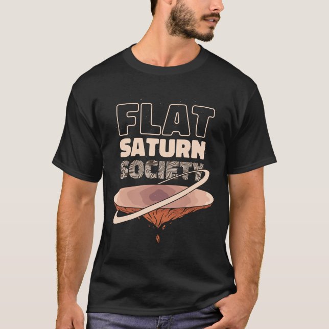 Flat Saturn Society Science Design T-Shirt (Front)