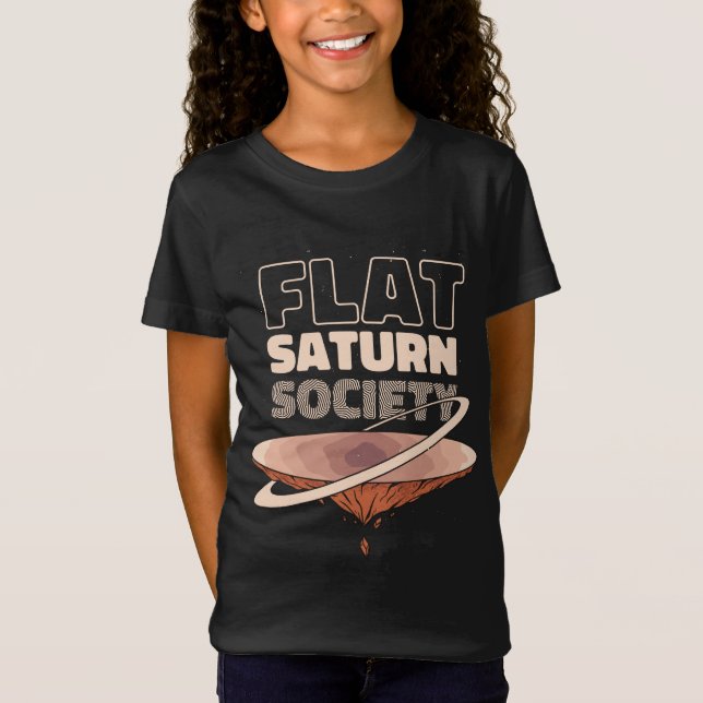 Flat Saturn Society Science Design T-Shirt (Front)