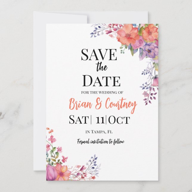 Flat Save The Date Card (Front)