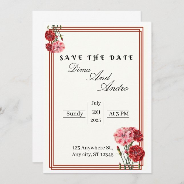 Flat Save The Date Card (Front/Back)