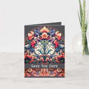 Flat Save The Date Folded Card Mucha Style
