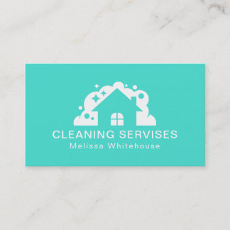 Flat Sleek Modern Cleaning Services Business Card