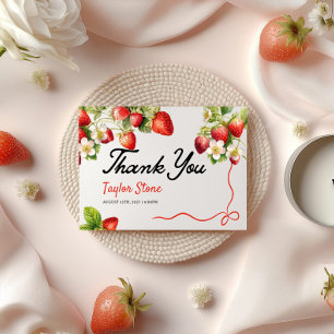 Flat Strawberry Thank You Card
