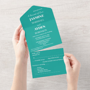 Flat Teal Background – Back-to-School Texture All In One Invitation