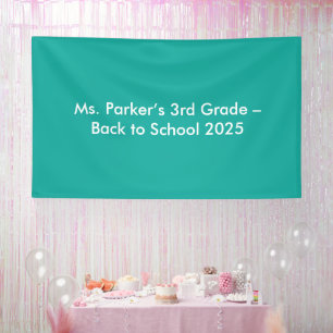 Flat Teal Background – Back-to-School Texture Banner