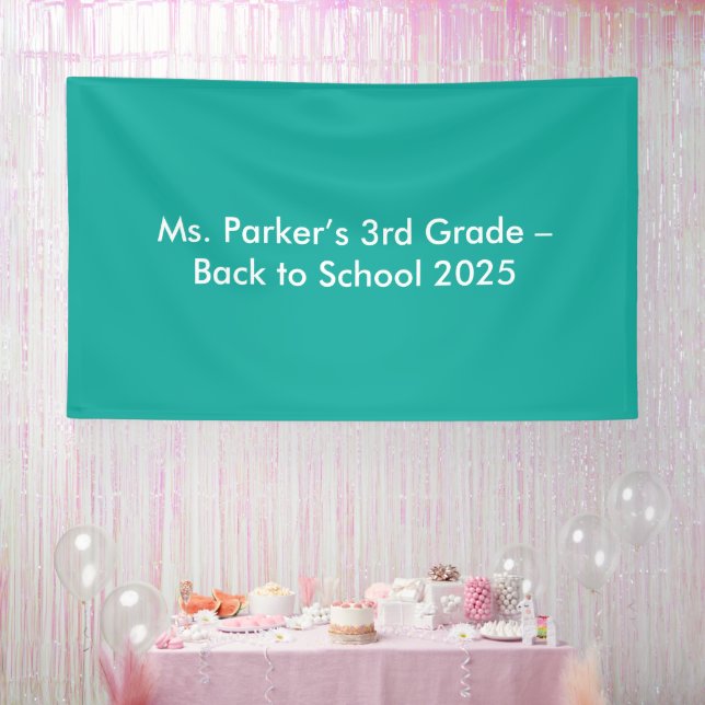 Flat Teal Background – Back-to-School Texture Banner (Party)