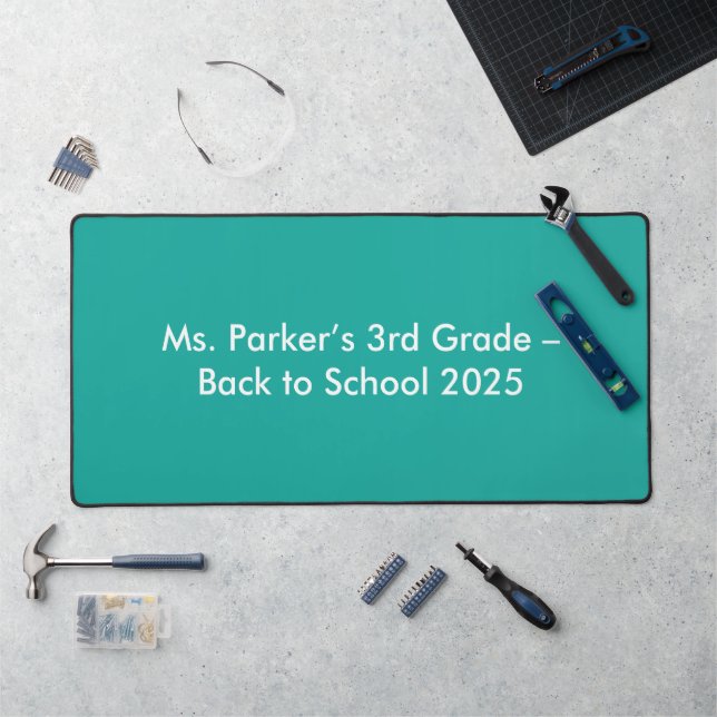 Flat Teal Background – Back-to-School Texture Desk Mat (Workstation)