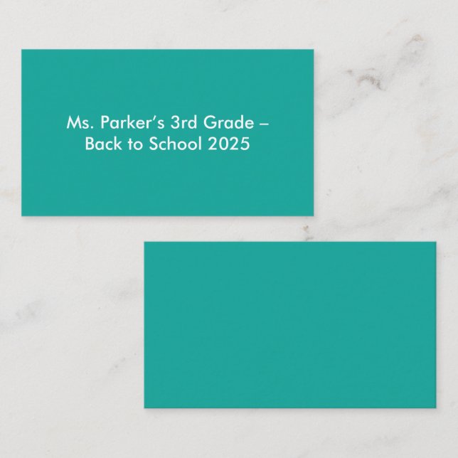 Flat Teal Background – Back-to-School Texture Enclosure Card (Front/Back)