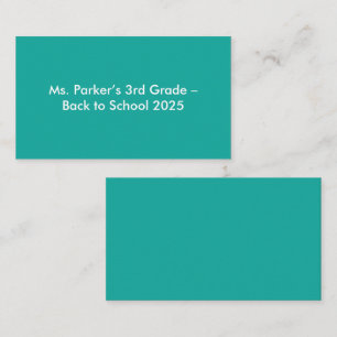 Flat Teal Background – Back-to-School Texture Enclosure Card