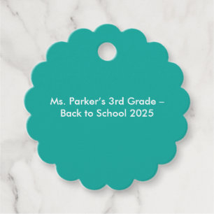 Flat Teal Background – Back-to-School Texture Favour Tags