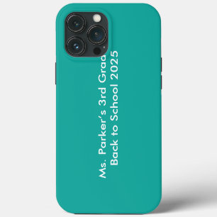 Flat Teal Background – Back-to-School Texture iPhone 13 Pro Max Case