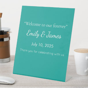 Flat Teal Background – Back-to-School Texture Pedestal Sign