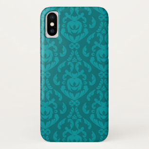 Flat Teal Damask Pattern Case-Mate iPhone Case