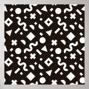 Flat texture of geometric colourful shapes. Monoch Poster