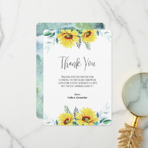 Flat Thank You Baby Shower Card 