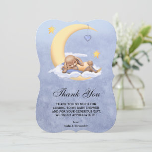Flat Thank You Baby Shower Card with  bunny. 