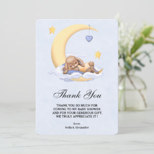 Flat Thank You Baby Shower Card with bunny.