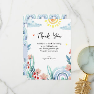 Flat Thank You Baby Shower Card with design.