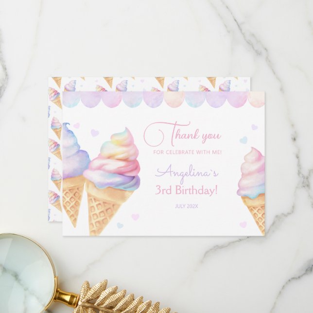 Flat Thank You Card Birthday  (Front/Back In Situ)