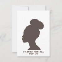 Flat Thank You Card - Dark brown female silhouette